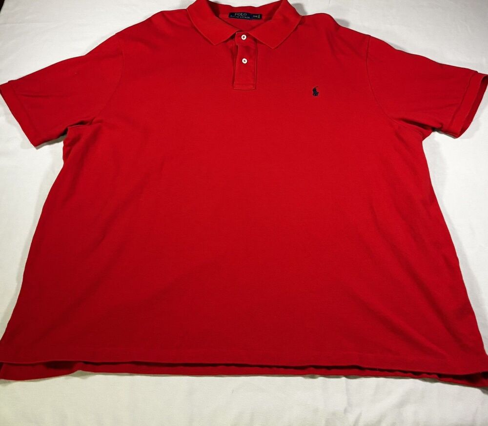 Polo Ralph Lauren Polo Shirt Mens Big 3XB Red Cotton Short Sleeve Pony Casual